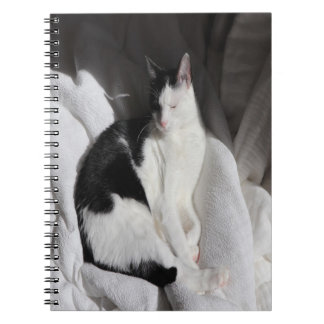 Svart och vit sovande katt/Lägg till ditt husdjurs Anteckningsbok