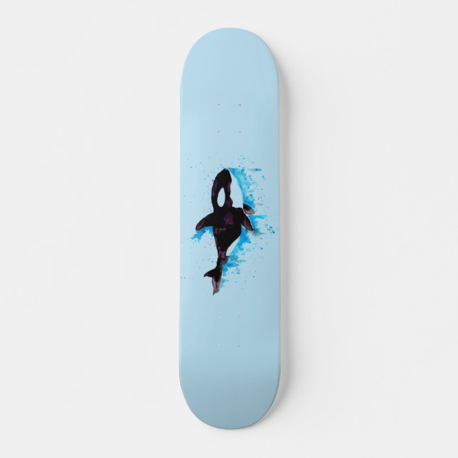 Svart och vit späckhuggare mini skateboard bräda 18,5 cm (Framsida)