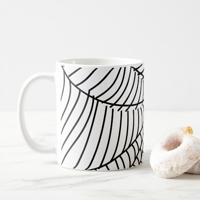 Svart och vit spindelnät kaffemugg (Med munk)