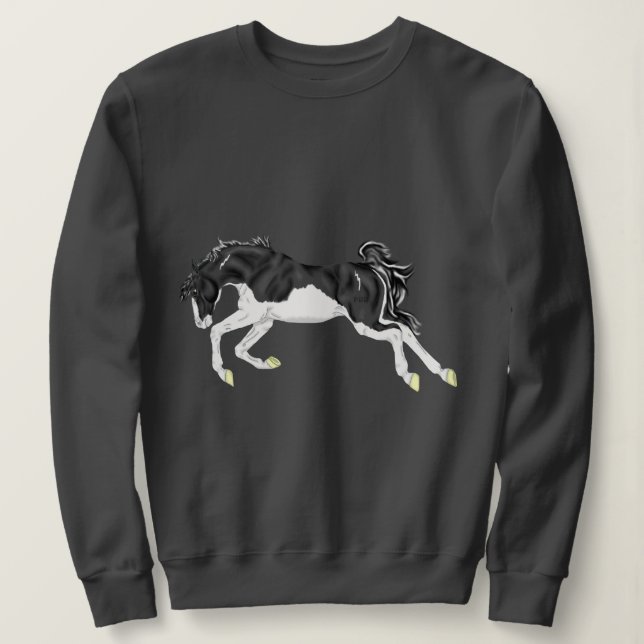 Svart och vit Splash Overo-häst Tee (Design framsida)