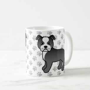 Svart och vit Staffordshire Bull Terrier Hund Kaffemugg