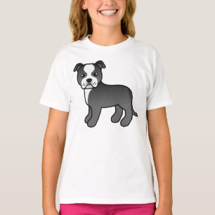 Svart och vit Staffordshire Bull Terrier hund T Shirt
