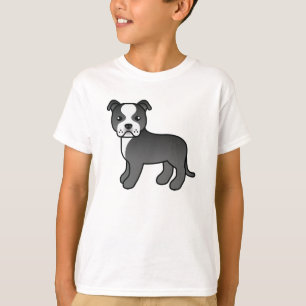 Svart och vit Staffordshire Bull Terrier Hund Tee