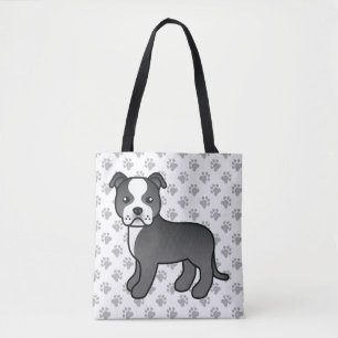 Svart och vit Staffordshire Bull Terrier Hund Tygkasse