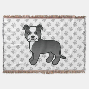 Svart och vit Staffordshire Bullterrier hund Filt