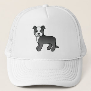 Svart och vit Staffordshire Bullterrier hund Keps