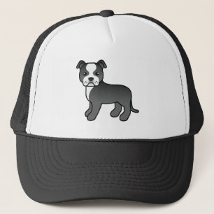 Svart och vit Staffordshire Bullterrier hund Keps