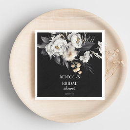 Svart och vit stämningsfull boho bröllopsduschmall pappersservett