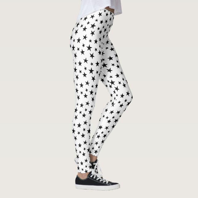 Svart och vit stjärnmönster leggings (Höger)