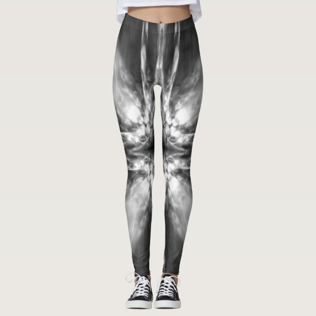 Svart och vit stjärnsprängning leggings (Framsida)