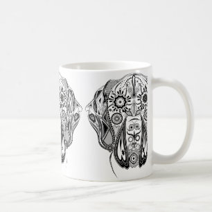 Svart och vit stor hund kaffemugg