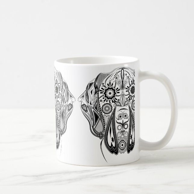 Svart och vit stor hund kaffemugg (Höger)