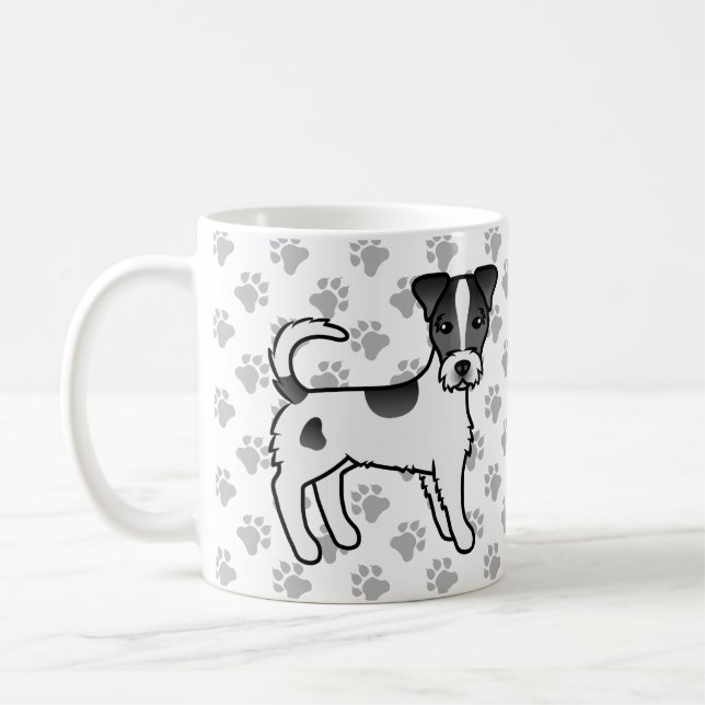 Svart och vit strävhårig Parson Russell Terrier Kaffemugg (Vänster)