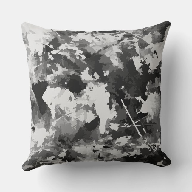 Svart och vit, stressad kudde (Baksida)