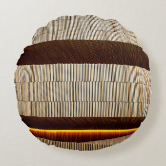 Svart och vit strimlad textilvara rund kudde