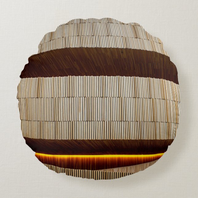 Svart och vit strimlad textilvara rund kudde (Framsidan)