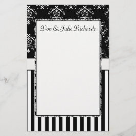 Svart och vit stripe Baroque Brevpapper