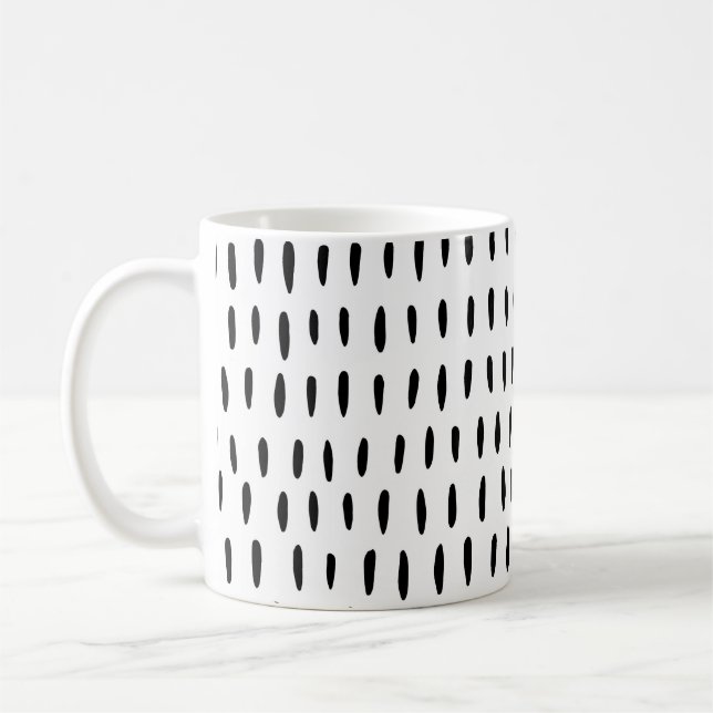 Svart och vit stripe mönster: handdragen kaffemugg (Vänster)