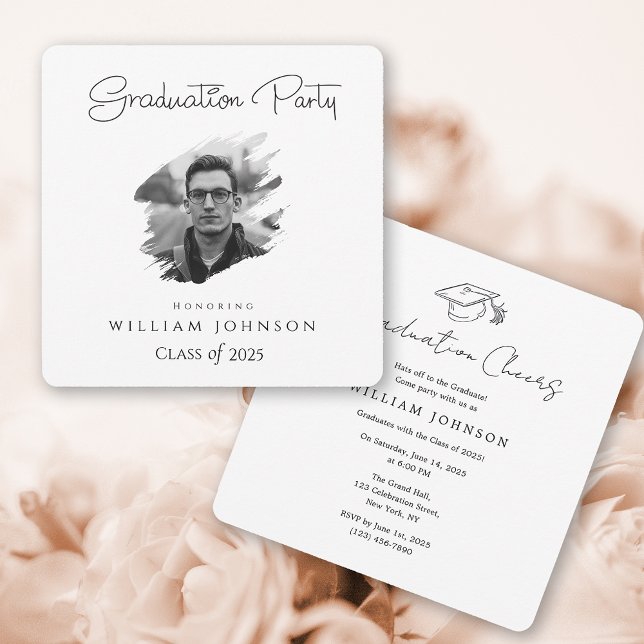 Svart och vit studentfest 2025 inbjudningar (black and white graduation party 2025 invitation
)