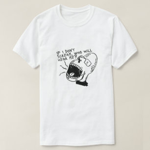 Svart och vit T-shirt med skrikande ansikte