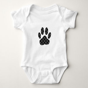 Svart Och Vit Tartan Hund Tassavtryck Tee