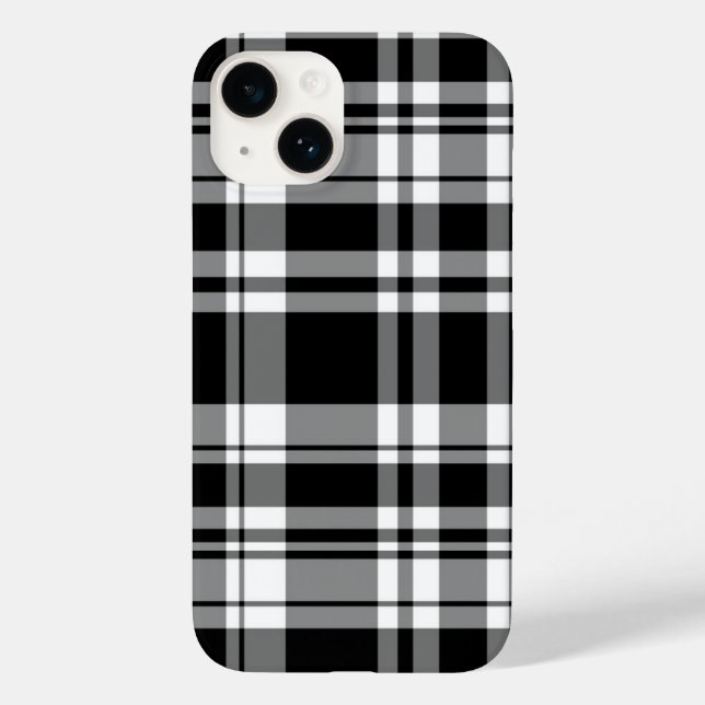 Svart och vit tartan-pläd Case-Mate iPhone-fodral (Baksida)