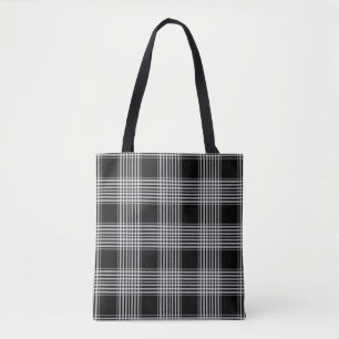 Svart och vit tartan plaid tygkasse