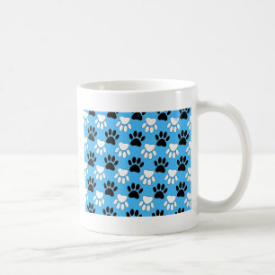 Svart och vit Tass i blå bakgrund Kaffemugg