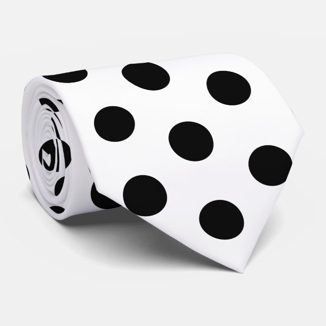Svart och vit tävlings silke prickiga Derby Slips (Rullad)