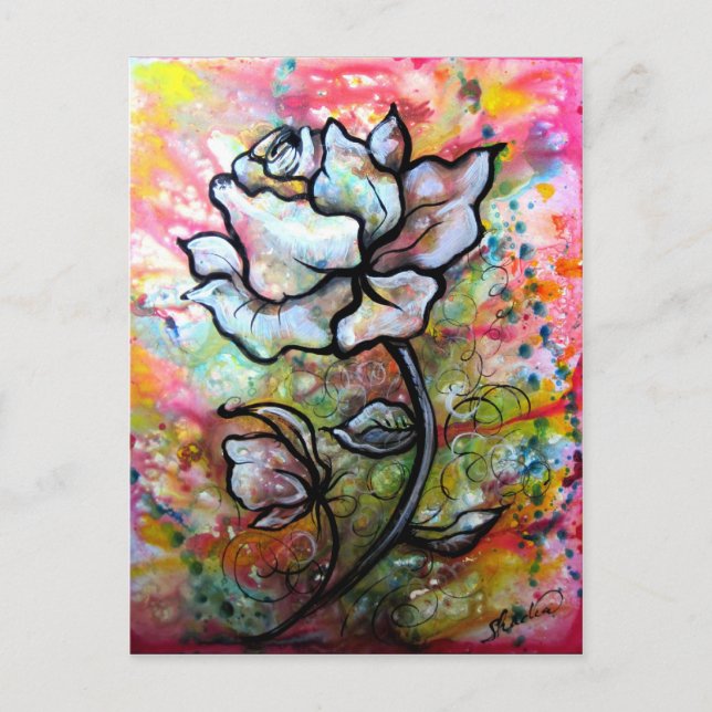 Svart och vit Teckning av Shadia Zayed Vykort (Framsida)