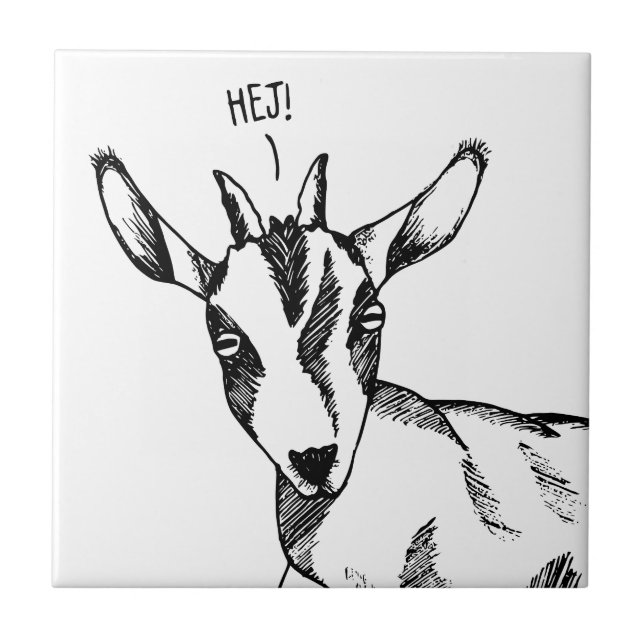 Svart och vit Teckning av småmål som säger "hej!" Kakelplatta (Framsidan)
