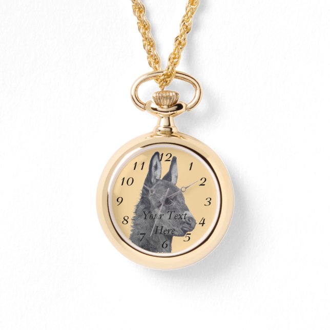 Svart och vit teckning av söt åsna armbandsur (Framsida)