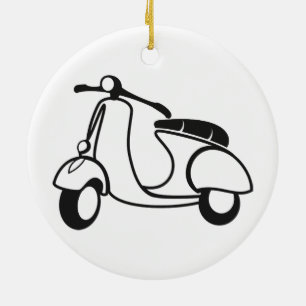 Svart och vit teckning i Scooter Julgransprydnad Keramik