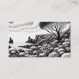 Svart och vit teckning i träd och sten tidsbeställning kort