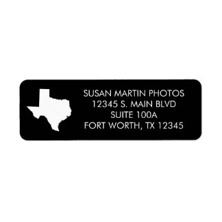 Svart och vit Texas modern minimalistisk Returadress Etikett