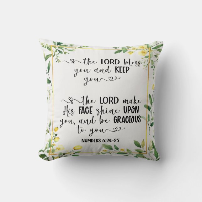 Svart och vit text, Herren Bless You Kudde (Framsida)