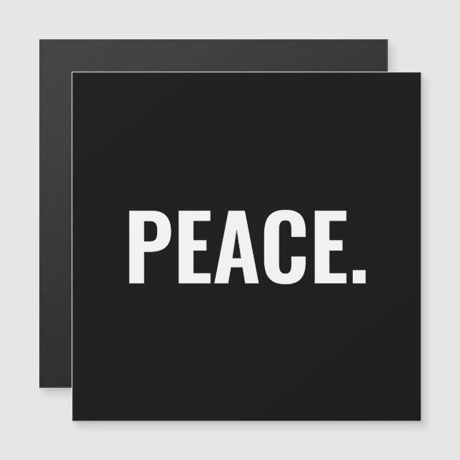 Svart och vit text minimalistisk magnet (Fram/baksida)