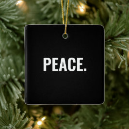 Svart och vit text minimalistisk mot krig julgransprydnad keramik