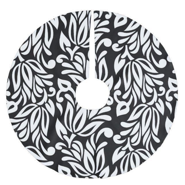 Svart och vit textil. julgransmatta borstad polyester (Framsidan)