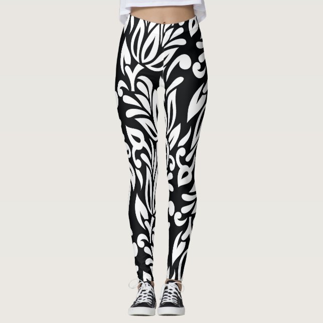 Svart och vit textil. leggings (Framsida)