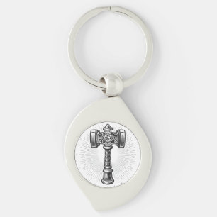 Svart och vit Thors hammare Mjolnir Swirl Silverfärgad Nyckelring