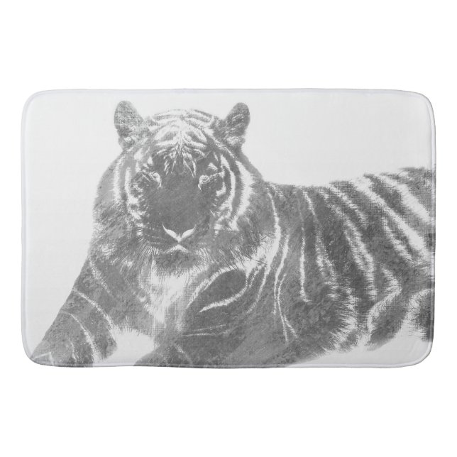 Svart och vit tiger badrumsmatta (Framsidan)
