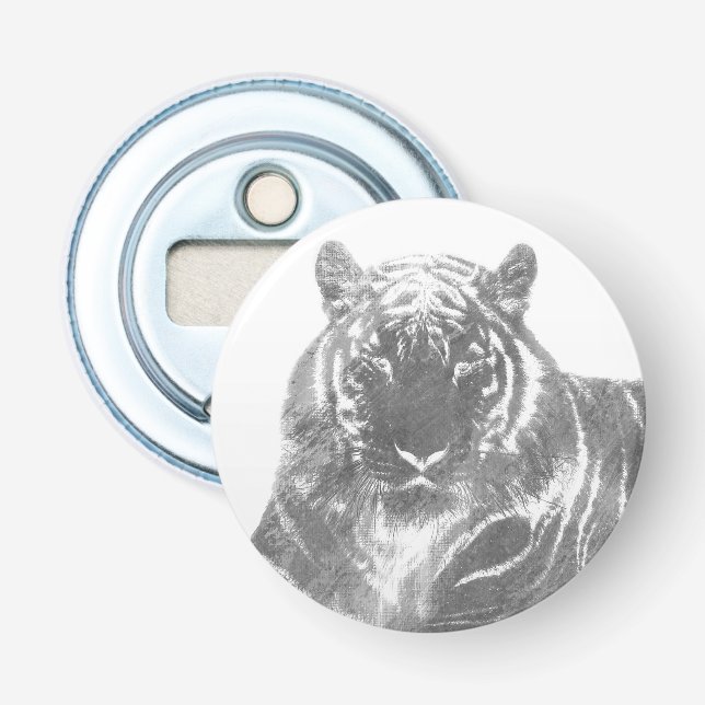 Svart och vit tiger flasköppnare (Framsidan)