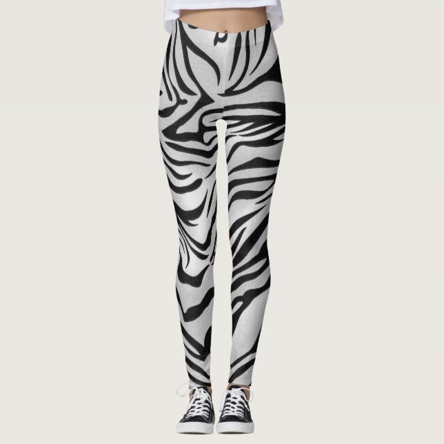 Svart och vit tiger hudfärg leggings (Framsida)