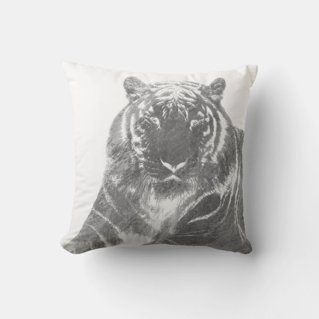 Svart och vit tiger kudde (Framsida)