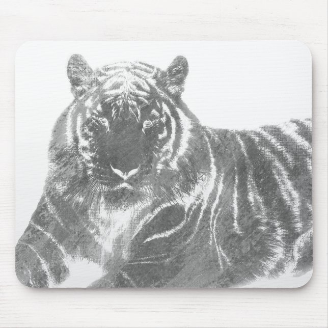 Svart och vit tiger musmatta (Framsidan)