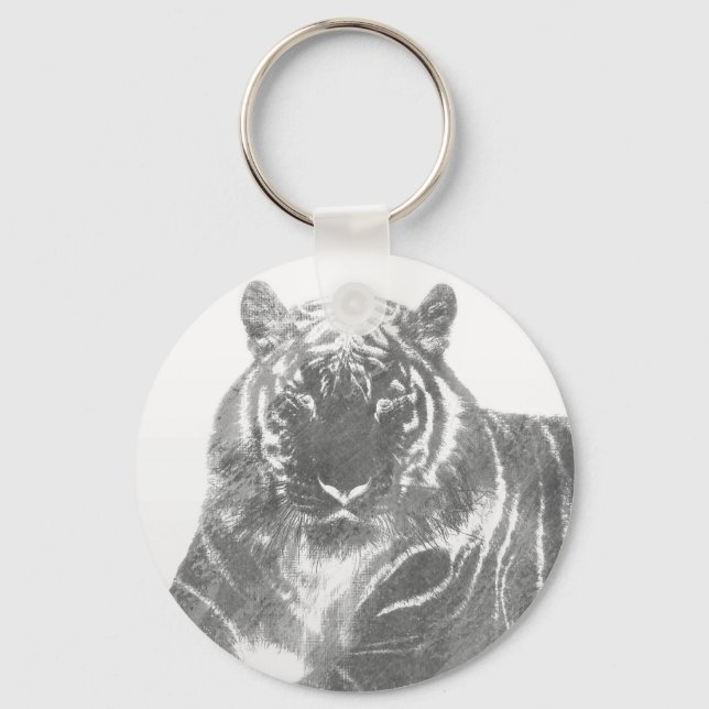 Svart och vit tiger nyckelring (Framsida)