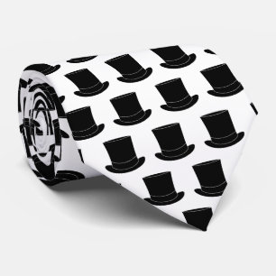 Svart och vit top hat-tryckhals för groom slips