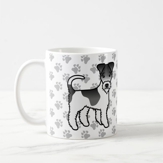 Svart och vit tråd Fox Terrier Söt seriehund Kaffemugg (Vänster)