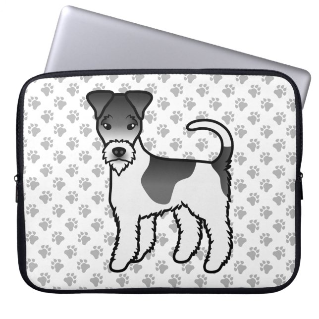 Svart och vit tråd Fox Terrier Söt seriehund Laptop Fodral (Framsidan)